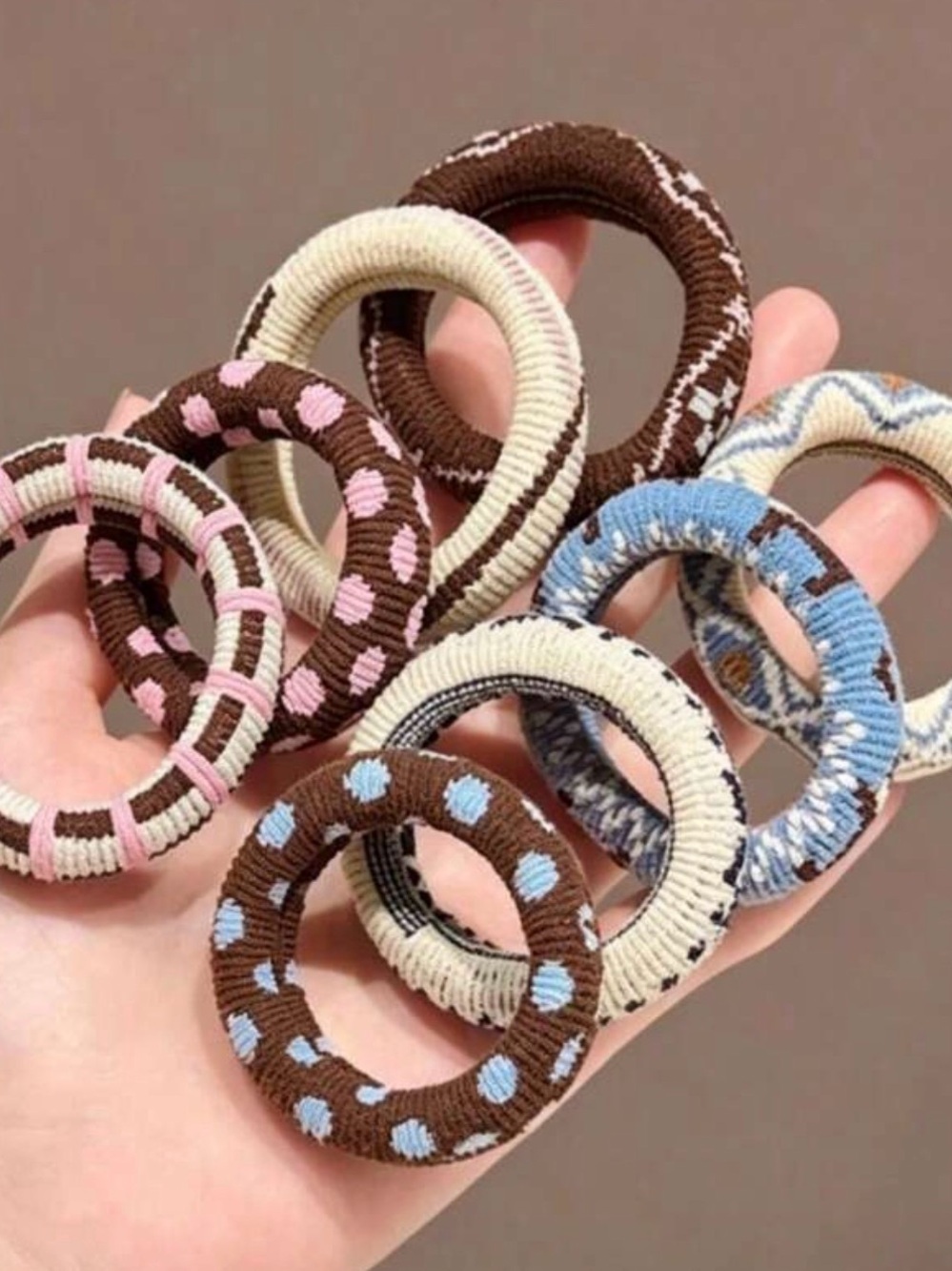 SET OF 3 Assorted Knit Pattern Hair Ties - Picture 6 of 7